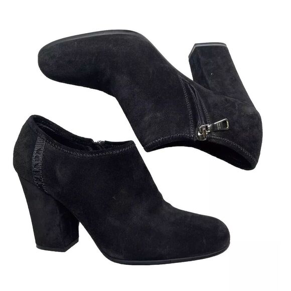 Women's Prada Suede Sz 5 Ankle Zip Booties Block Heel Black With Box & Shoe Bag - Picture 5 of 13
